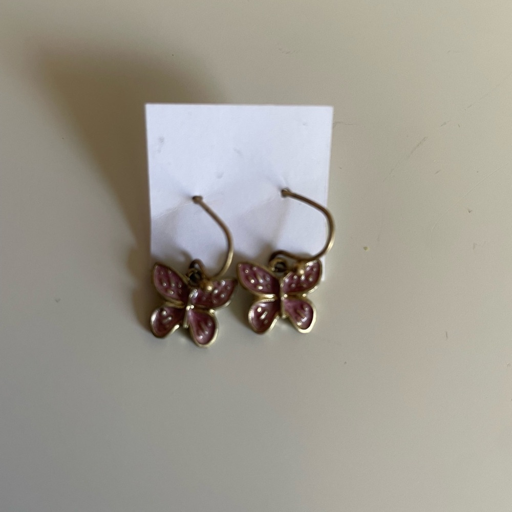 Pink Butterfly Drop Earrings - Women Jewelry